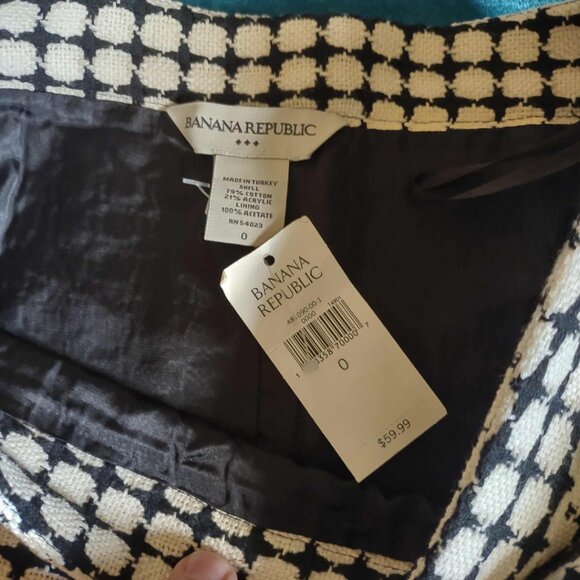 Banana Republic Textured Black and White Cotton Blend Pencil Mini Skirt NWT - Picture 3 of 4